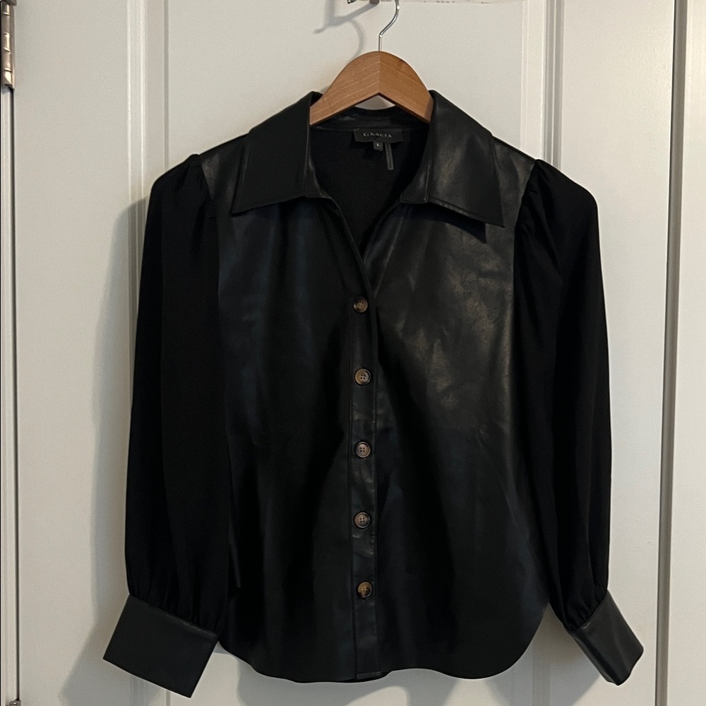 Gracia Black Textured Shirt